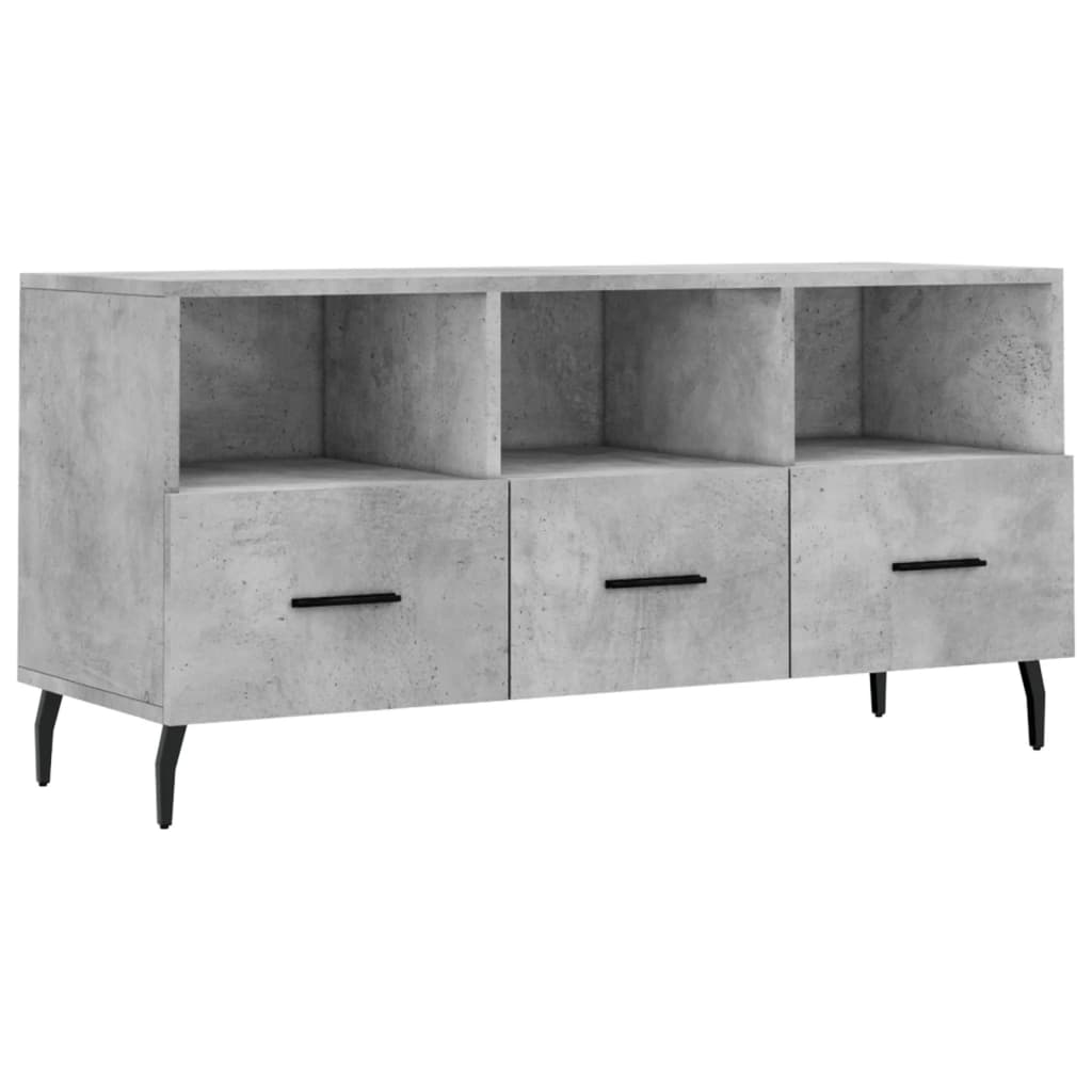 vidaXL Meuble TV gris béton 102x36x50 cm bois d'ingénierie