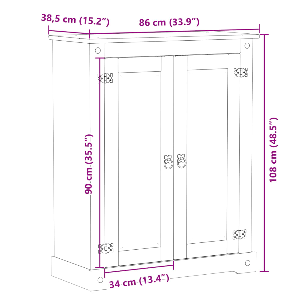 vidaXL Armoire à chaussures Corona 86x38,5x108 cm bois de pin massif