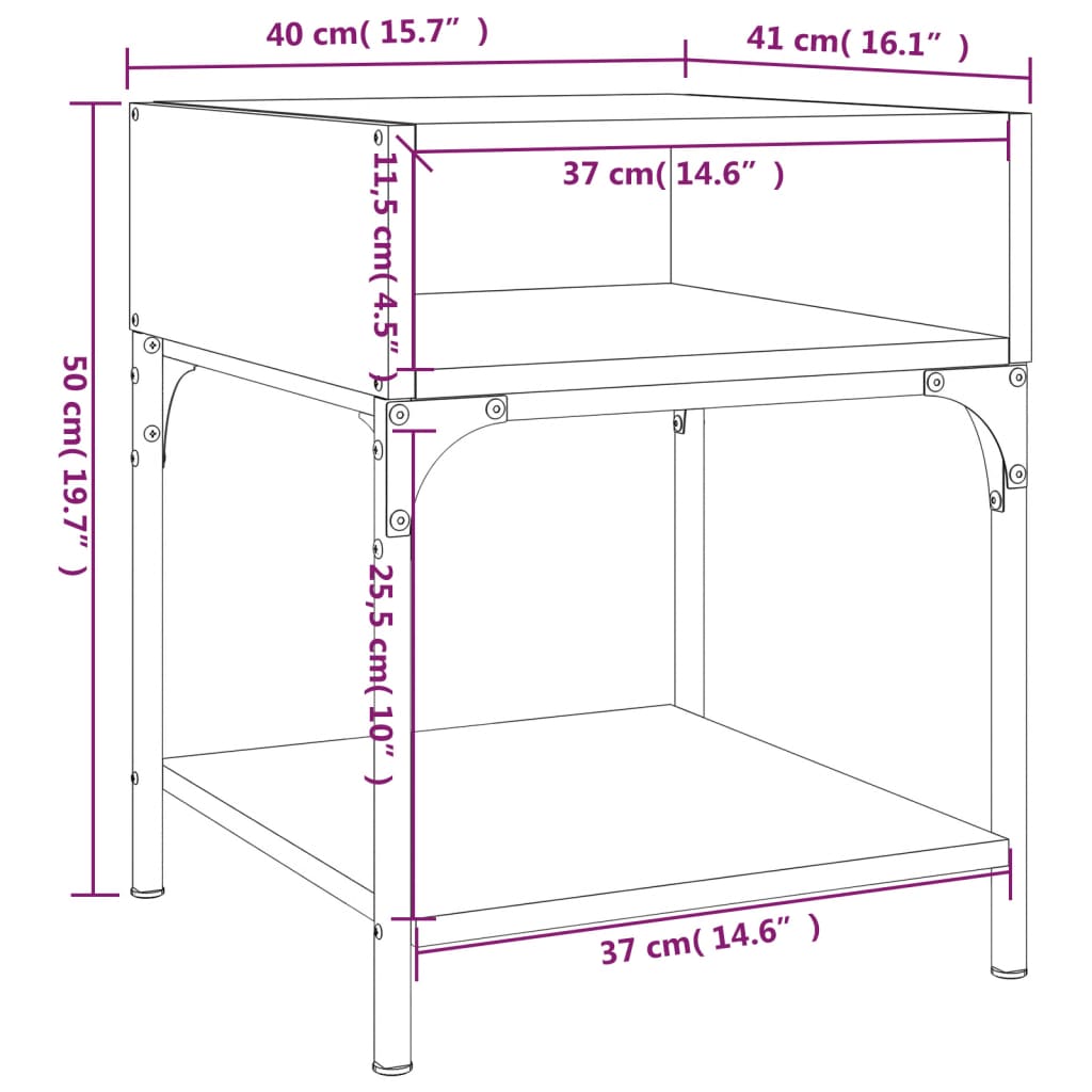 vidaXL Table de chevet noir 40x41x50 cm bois d’ingénierie