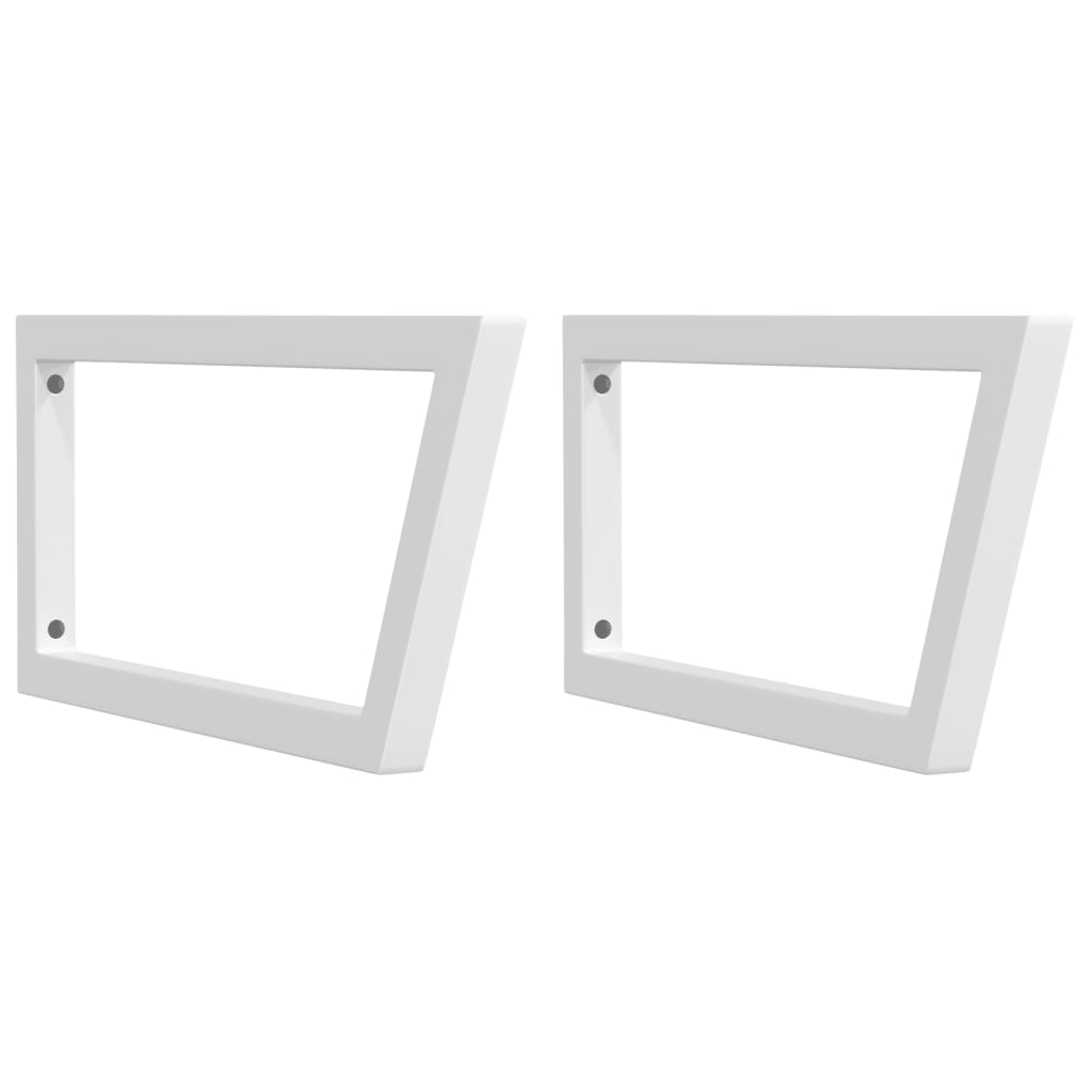 vidaXL Supports d'étagères pour lavabo 2 pcs blanc trapèze acier