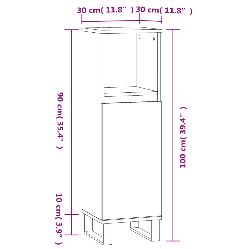 vidaXL Armoire salle de bain chêne sonoma 30x30x100 cm