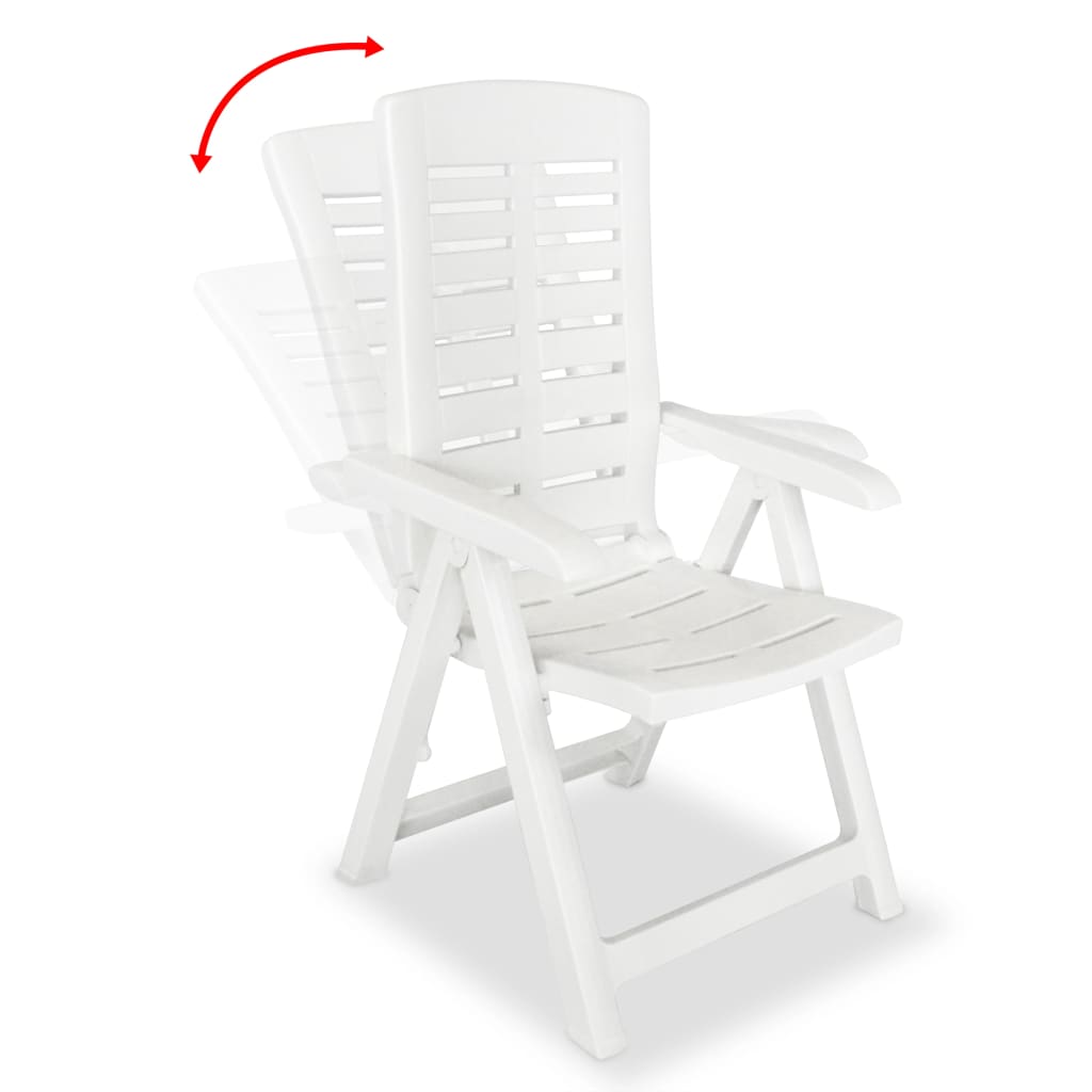 vidaXL Chaises inclinables de jardin lot de 4 Plastique Blanc