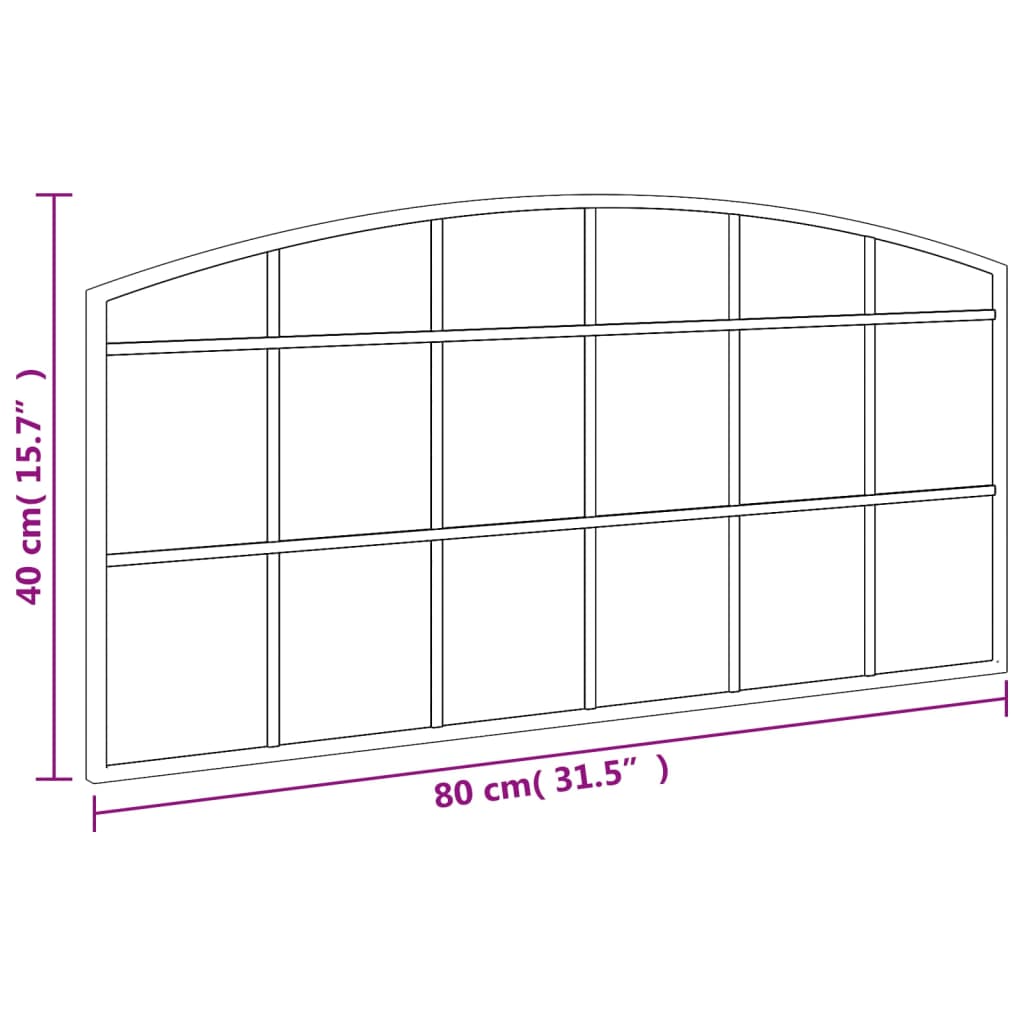 vidaXL Miroir mural noir 80x40 cm arche fer