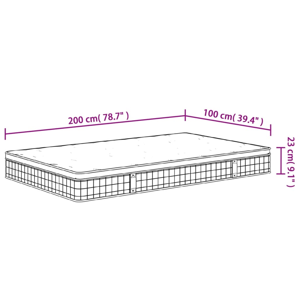 vidaXL Matelas à ressorts bonnell moyen 100x200 cm