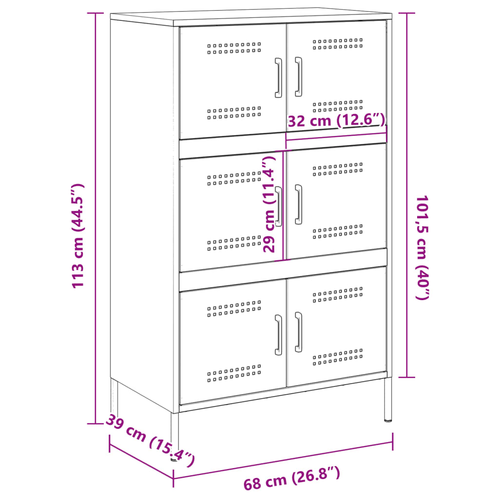 vidaXL Buffet haut noir 68x39x113 cm acier