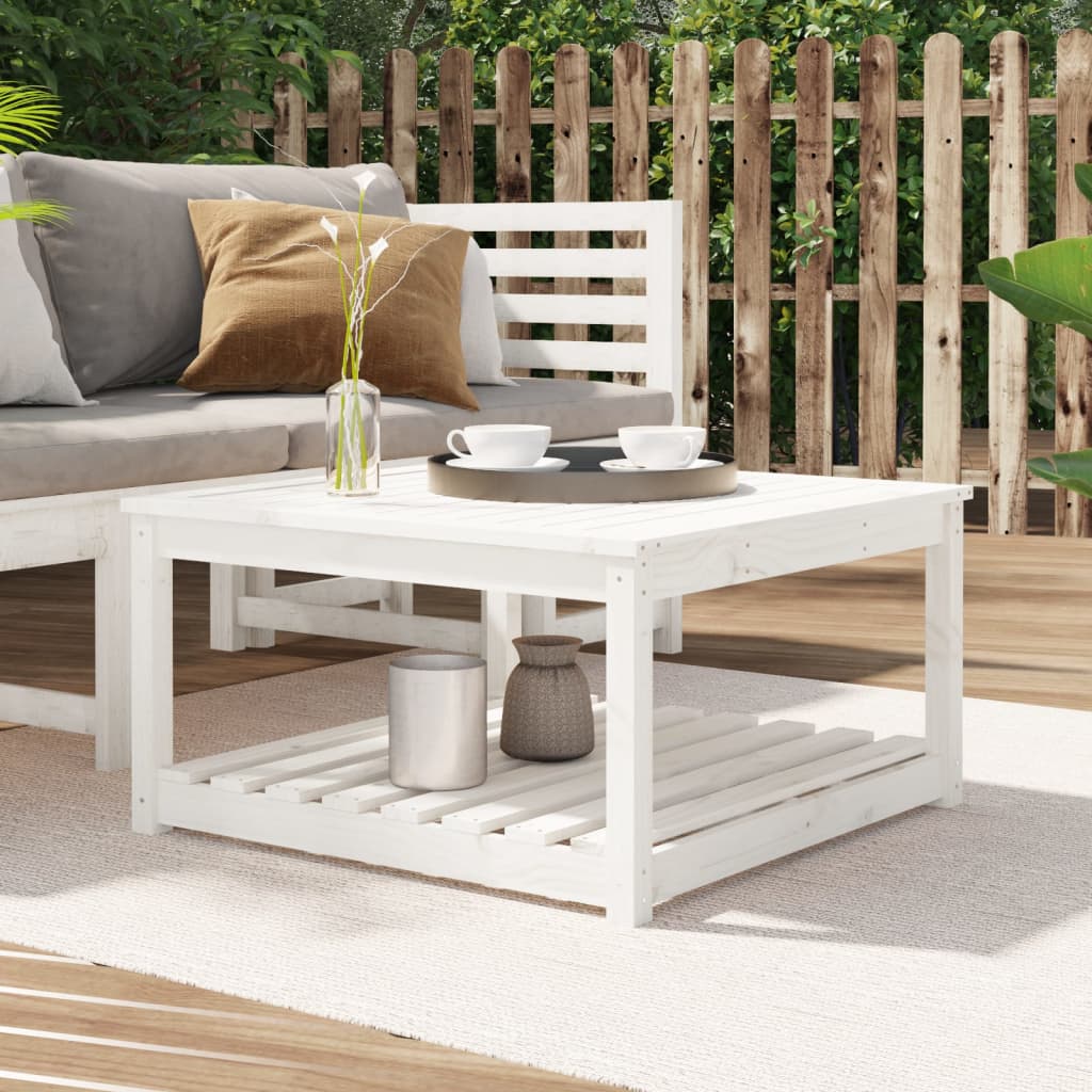 vidaXL Table de jardin blanc 82,5x82,5x45 cm bois massif de pin