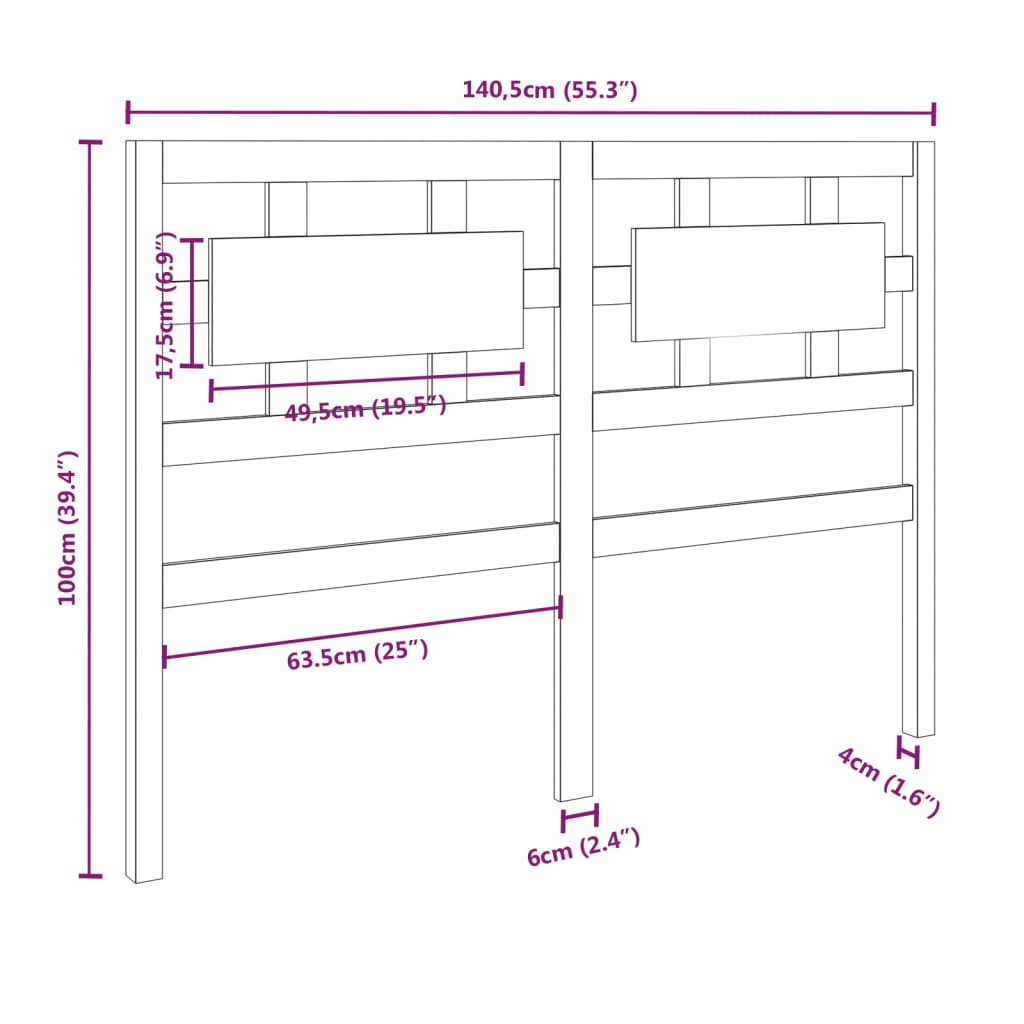 vidaXL Tête de lit 140,5x4x100 cm Bois massif de pin