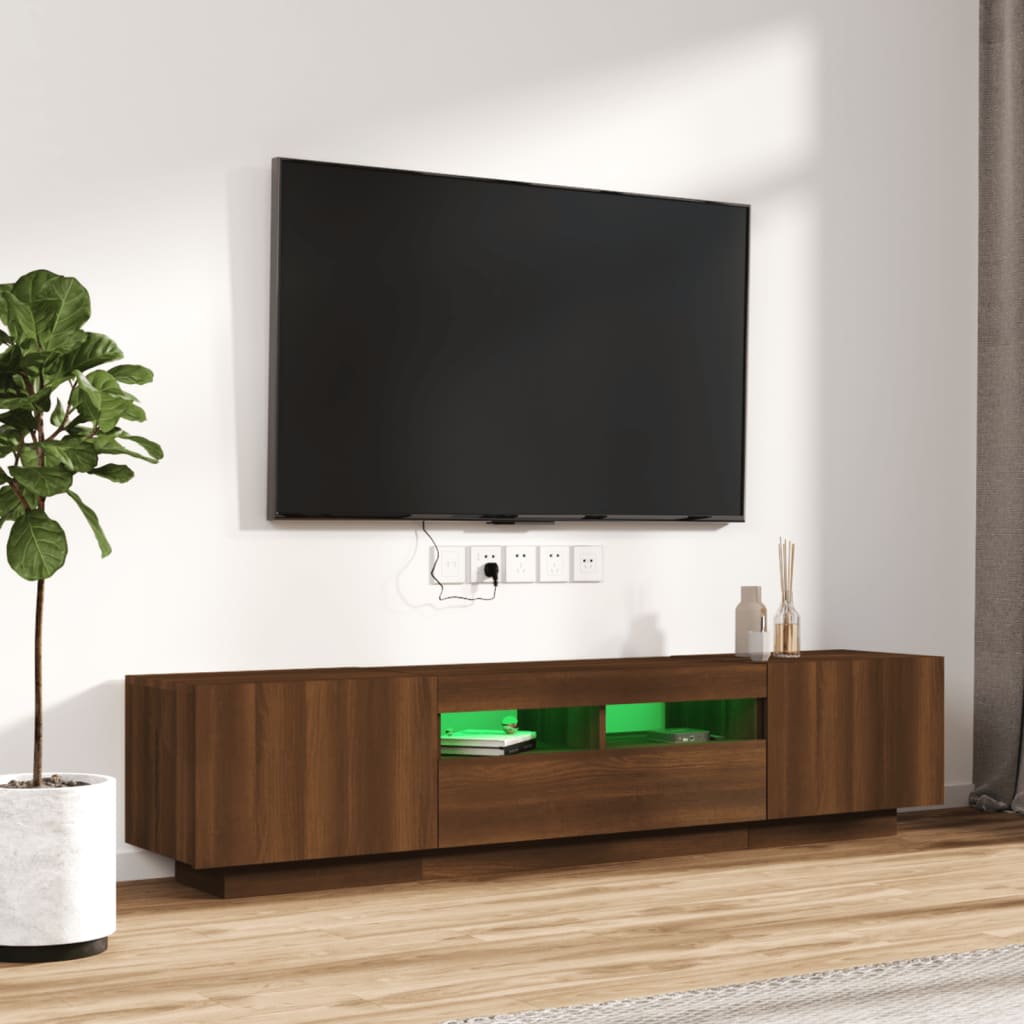 vidaXL Ensemble de meubles TV avec lumières LED 2 pcs Chêne marron