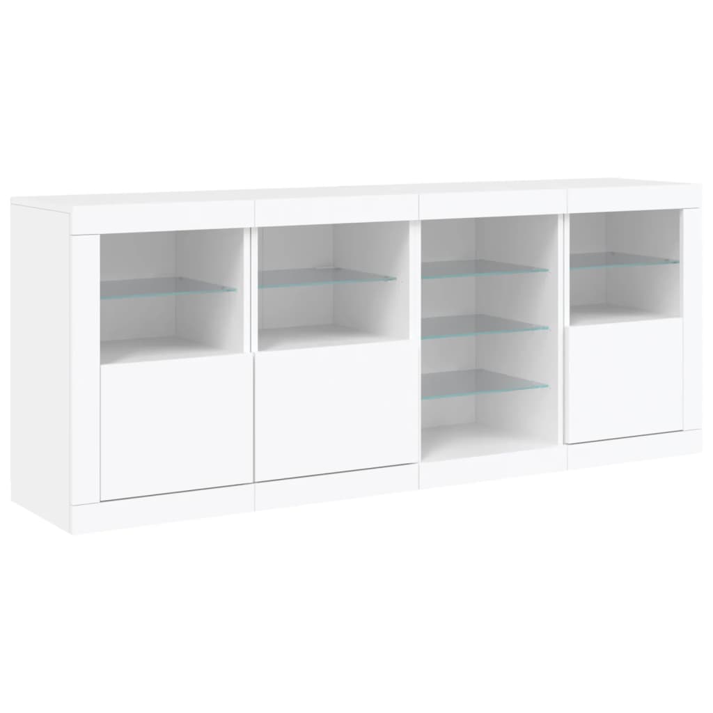 vidaXL Buffet avec lumières LED blanc 164x37x67 cm