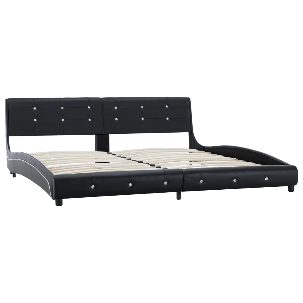 vidaXL Lit avec matelas à mémoire de forme Noir Similicuir 180x200 cm