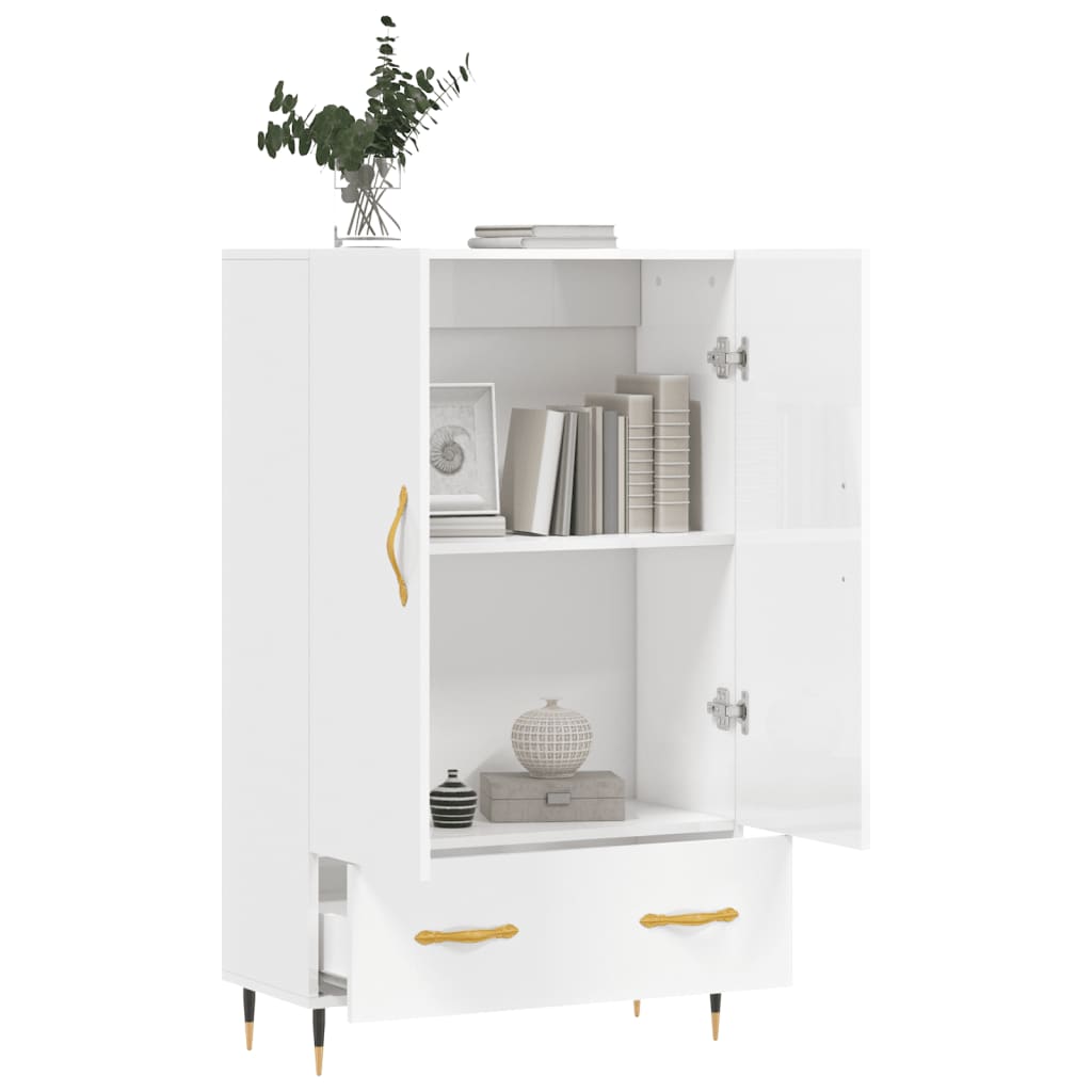 vidaXL Buffet haut blanc brillant 69,5x31x115 cm bois d'ingénierie