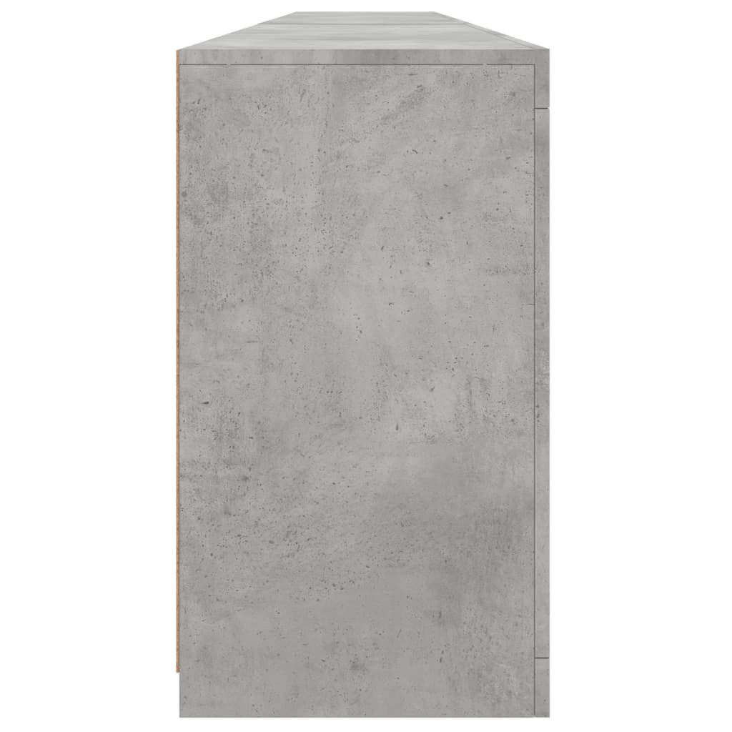 vidaXL Buffet avec lumières LED gris béton 283x37x67 cm