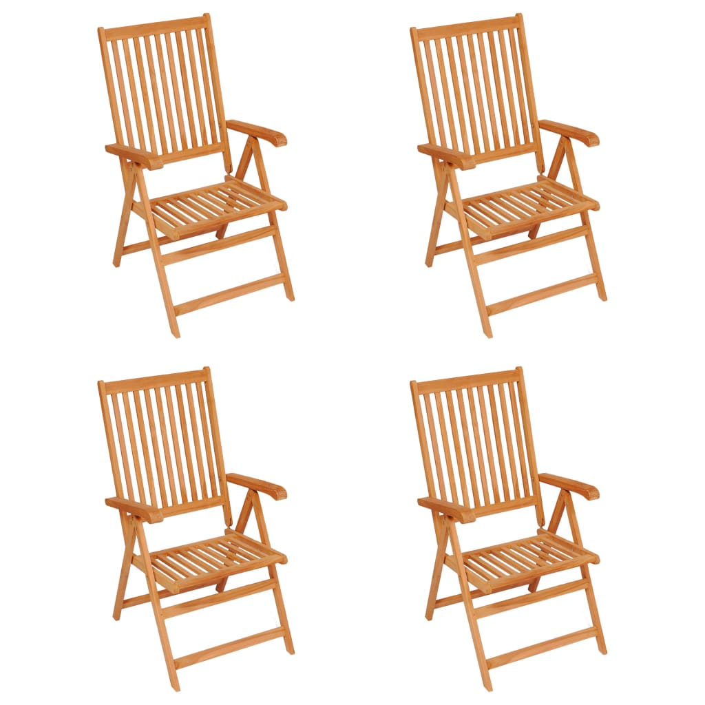 vidaXL Chaises de jardin lot de 4 et coussins anthracite Bois de teck