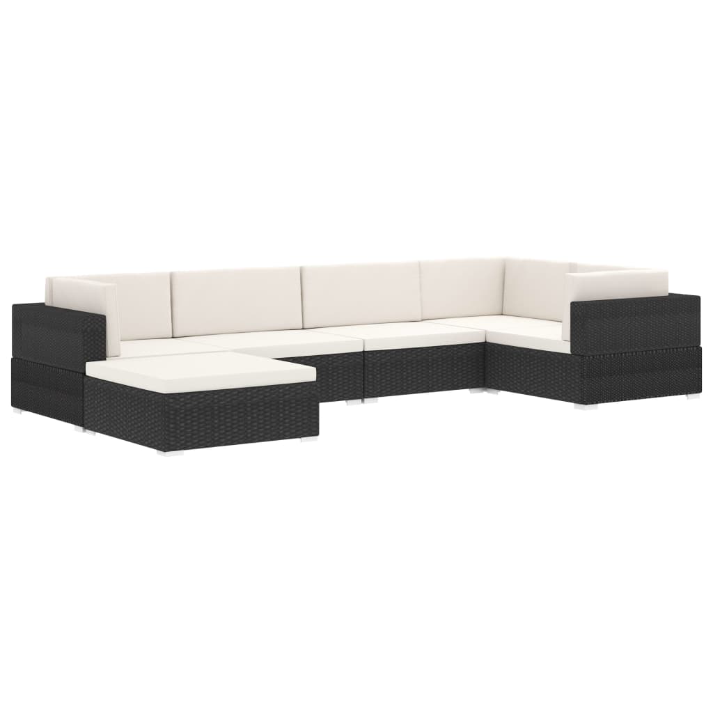 vidaXL Repose-pied sectionnel 1 pc avec coussin Résine tressée Noir