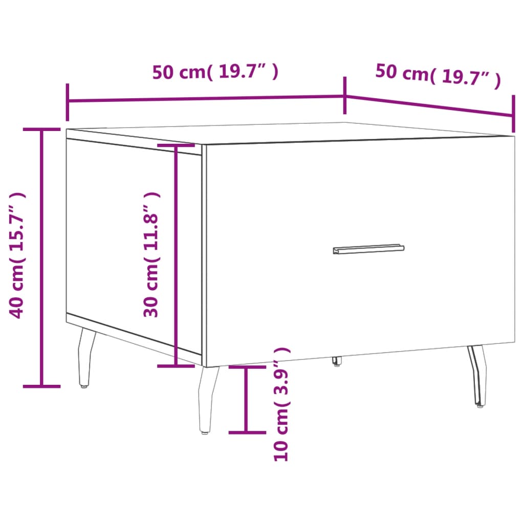 vidaXL Tables basses 2 pcs sonoma gris 50x50x40 cm bois d'ingénierie