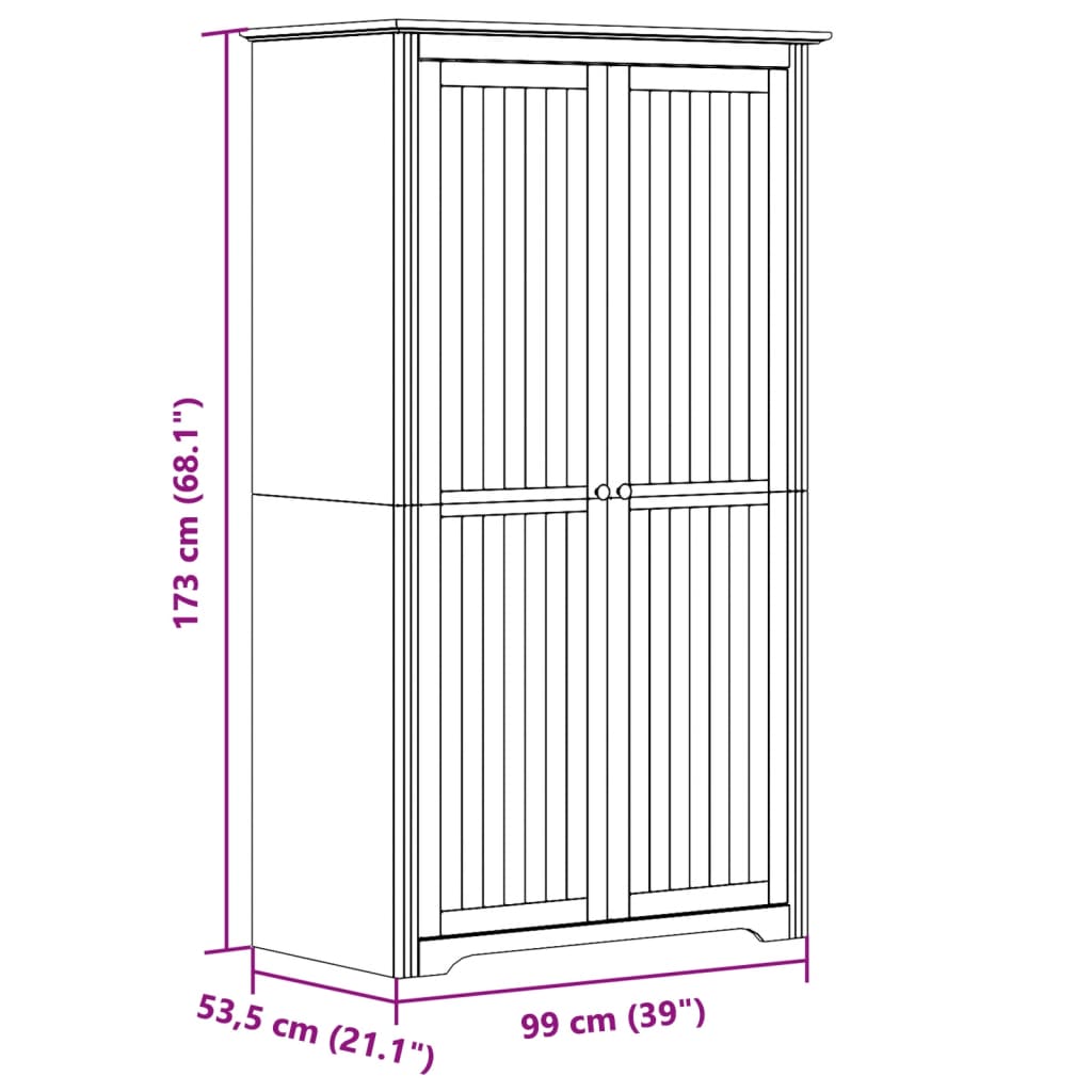 vidaXL Garde-robe BODO blanc 99x53,5x173 cm bois massif de pin