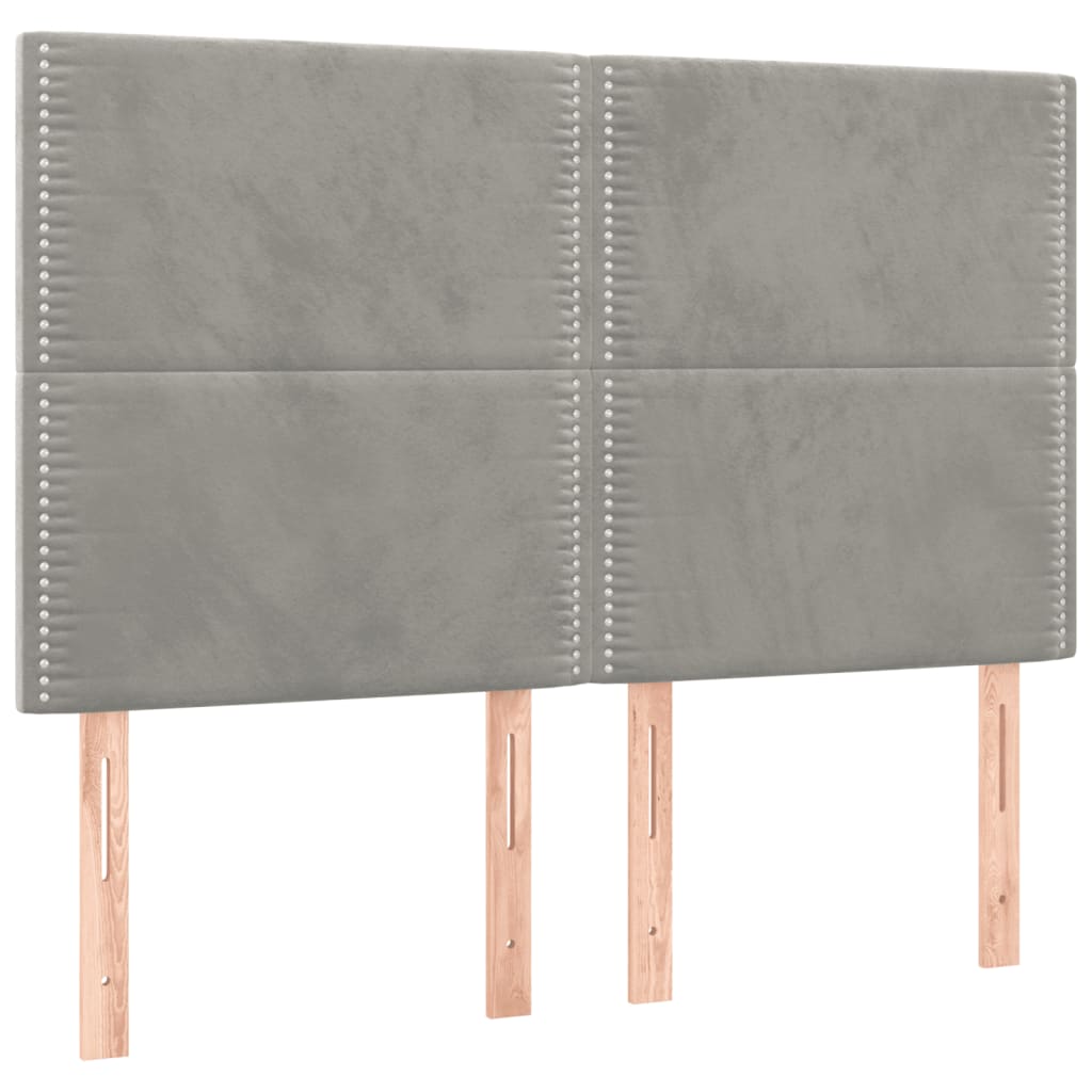 vidaXL Tête de lit à LED Gris clair 144x5x118/128 cm Velours