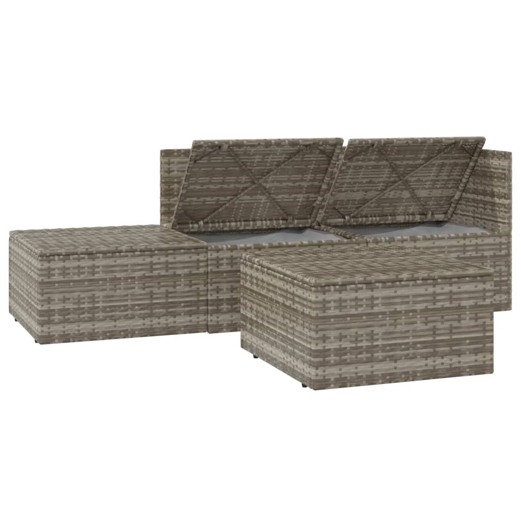 vidaXL Salon de jardin 4 pcs avec coussins Gris Résine tressée