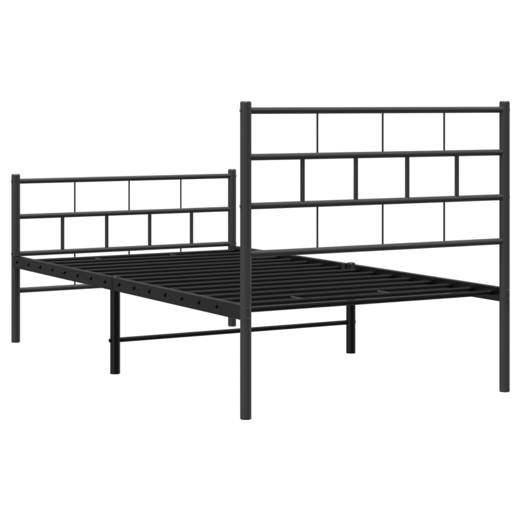 vidaXL Cadre de lit métal sans matelas avec pied de lit noir 100x190cm