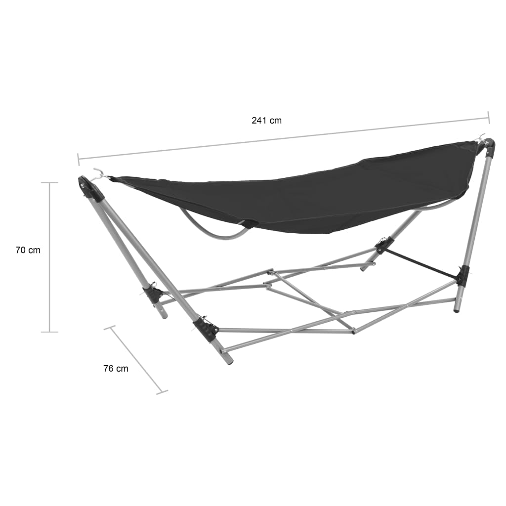 vidaXL Hamac avec support pliable Noir