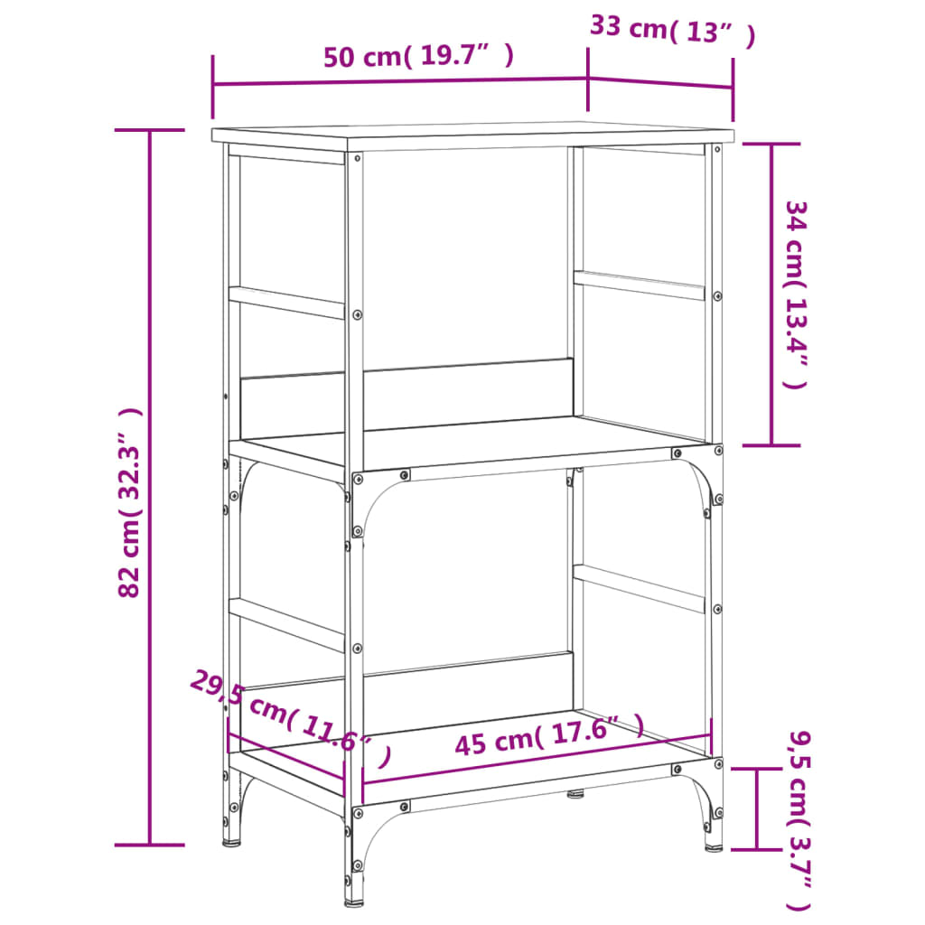 vidaXL Bibliothèque chêne fumé 50x33x82 cm bois d'ingénierie