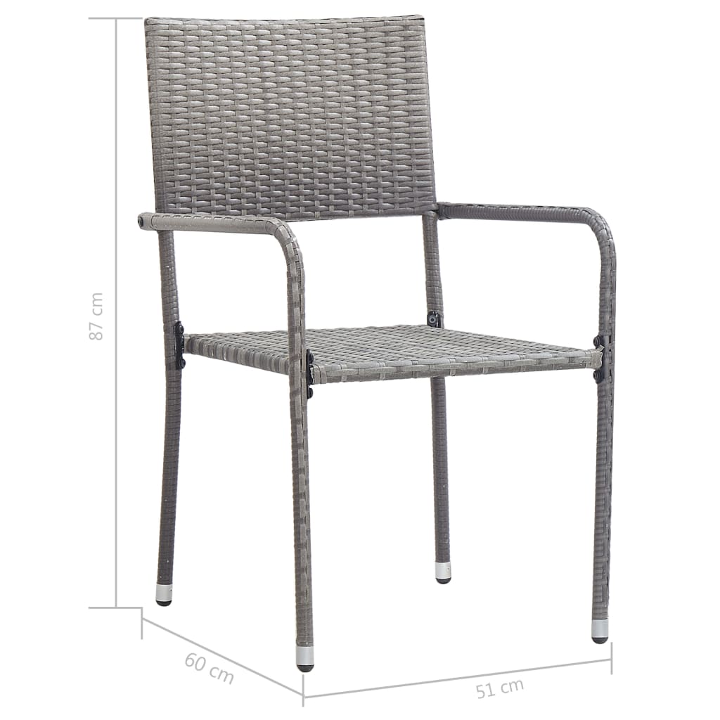 vidaXL Chaise à dîner de jardin empilable lot de 2 gris résine tressée