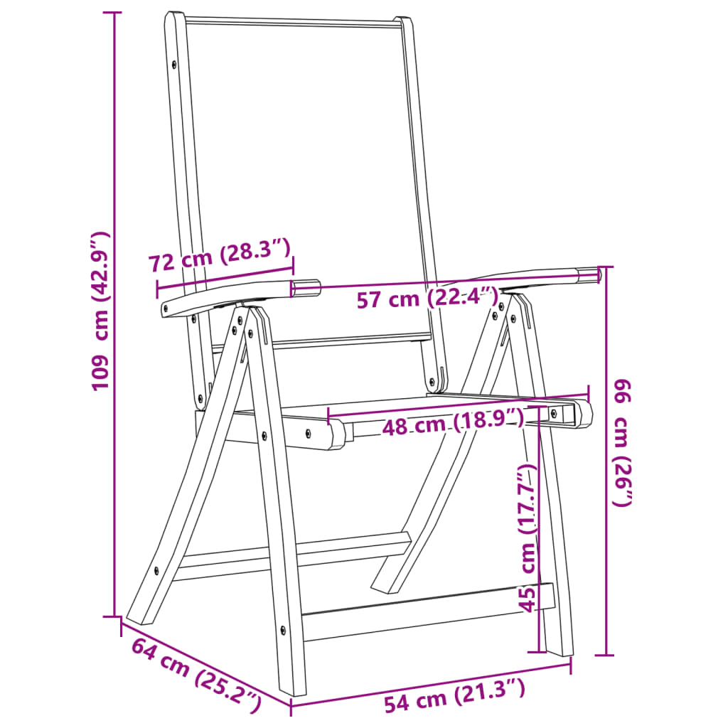 vidaXL Chaises pliables de jardin lot de 4 bois d'acacia et textilène