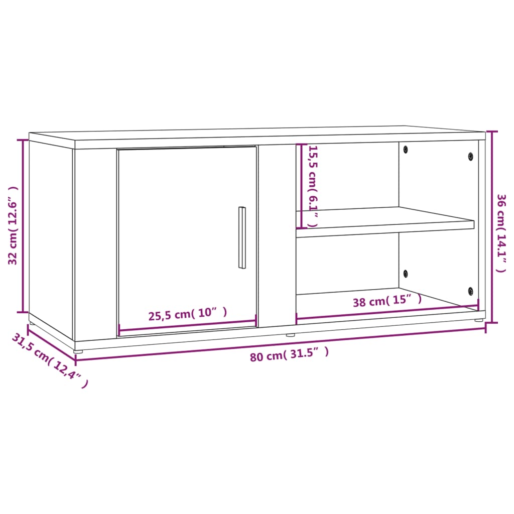 vidaXL Meubles TV Chêne sonoma 80x31,5x36 cm Bois d'ingénierie