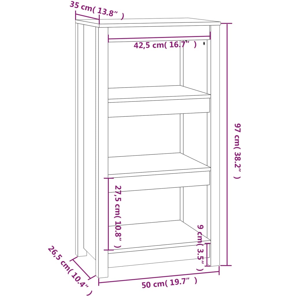 vidaXL Bibliothèque Blanc 50x35x97 cm Bois de pin massif