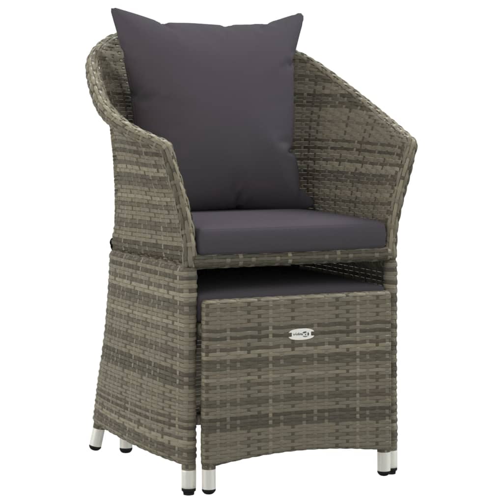 vidaXL Salon de jardin 2 pcs avec coussins Gris Résine tressée