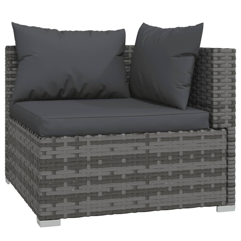 vidaXL Salon de jardin 13 pcs avec coussins Gris Résine tressée