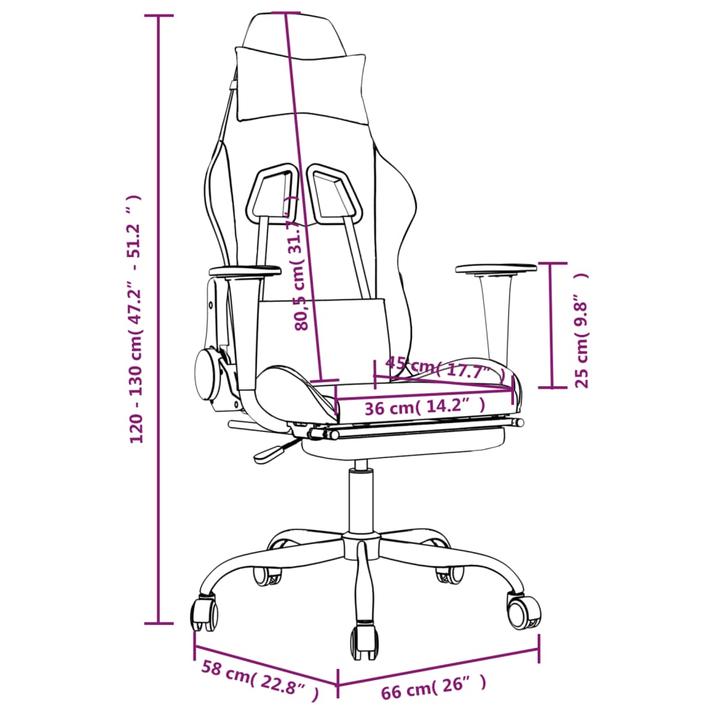 vidaXL Chaise de jeu avec repose-pied Noir Tissu