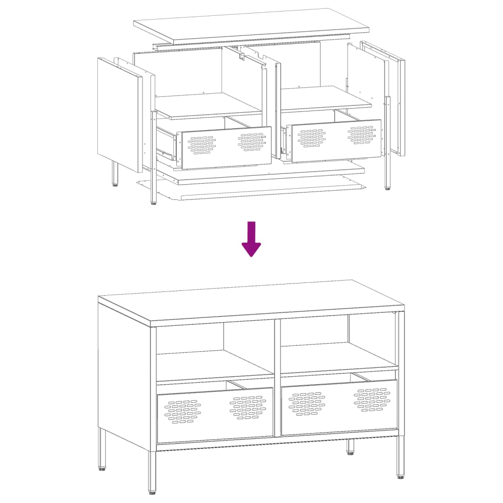 vidaXL Meuble TV anthracite 68x39x43,5 cm acier laminé à froid