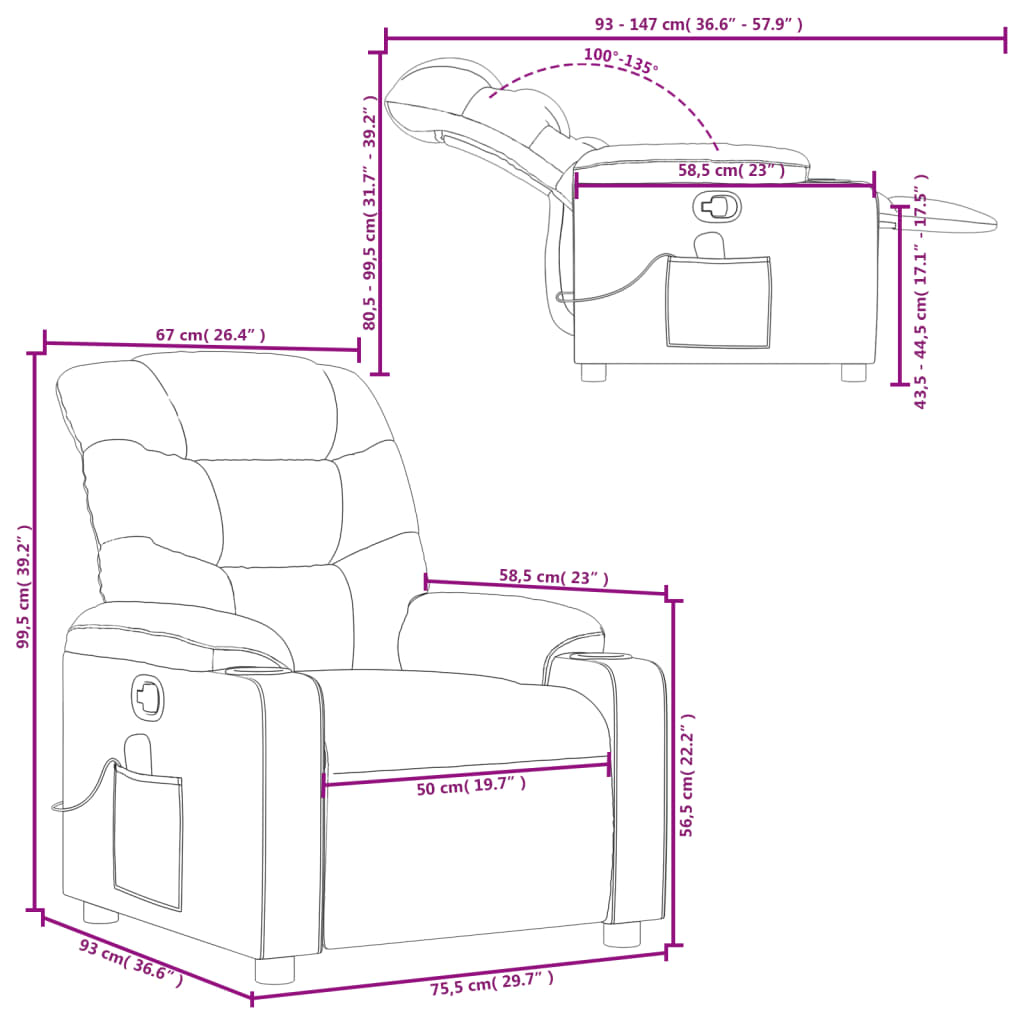 vidaXL Fauteuil de massage inclinable Gris clair Tissu