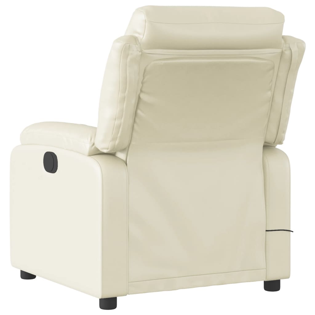 vidaXL Fauteuil inclinable de massage Crème Similicuir