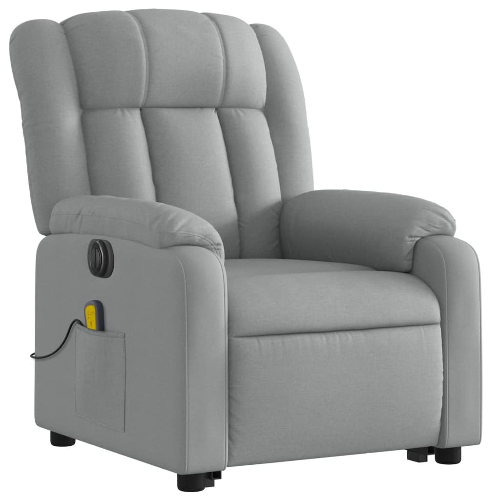 vidaXL Fauteuil inclinable de massage électrique Gris clair Tissu