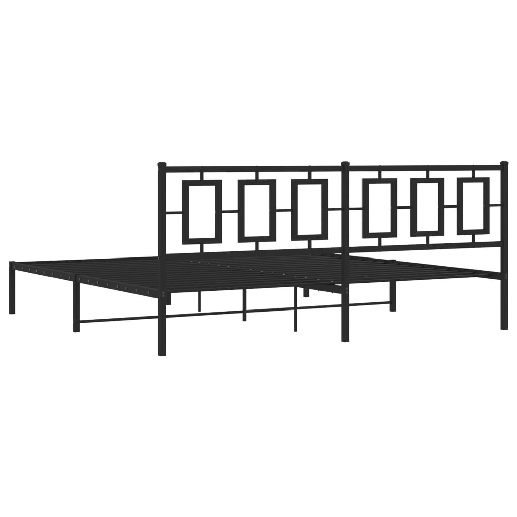 vidaXL Cadre de lit métal sans matelas avec tête de lit noir 200x200cm