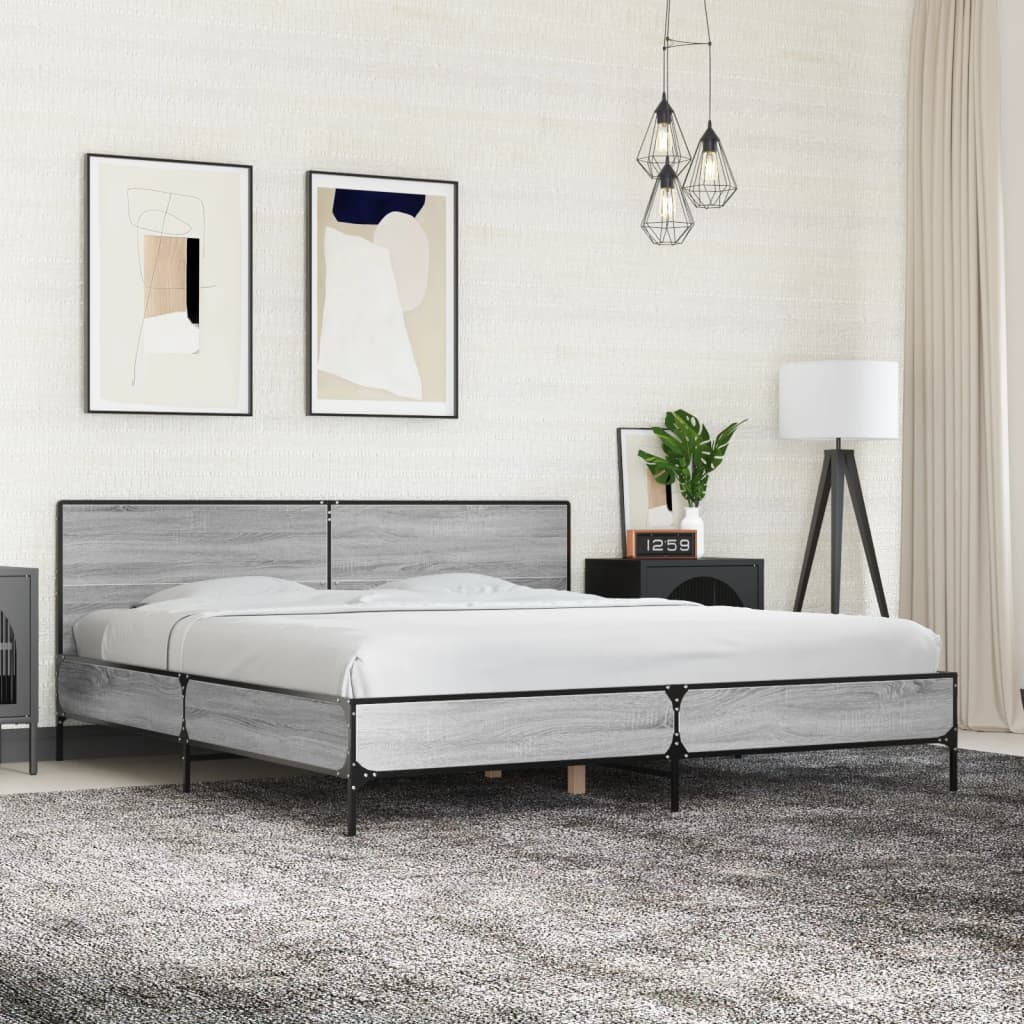 vidaXL Cadre de lit sans matelas sonoma gris 180x200 cm