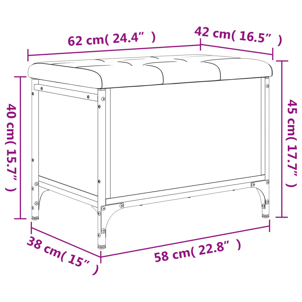 vidaXL Banc de rangement chêne fumé 62x42x45 cm bois d'ingénierie