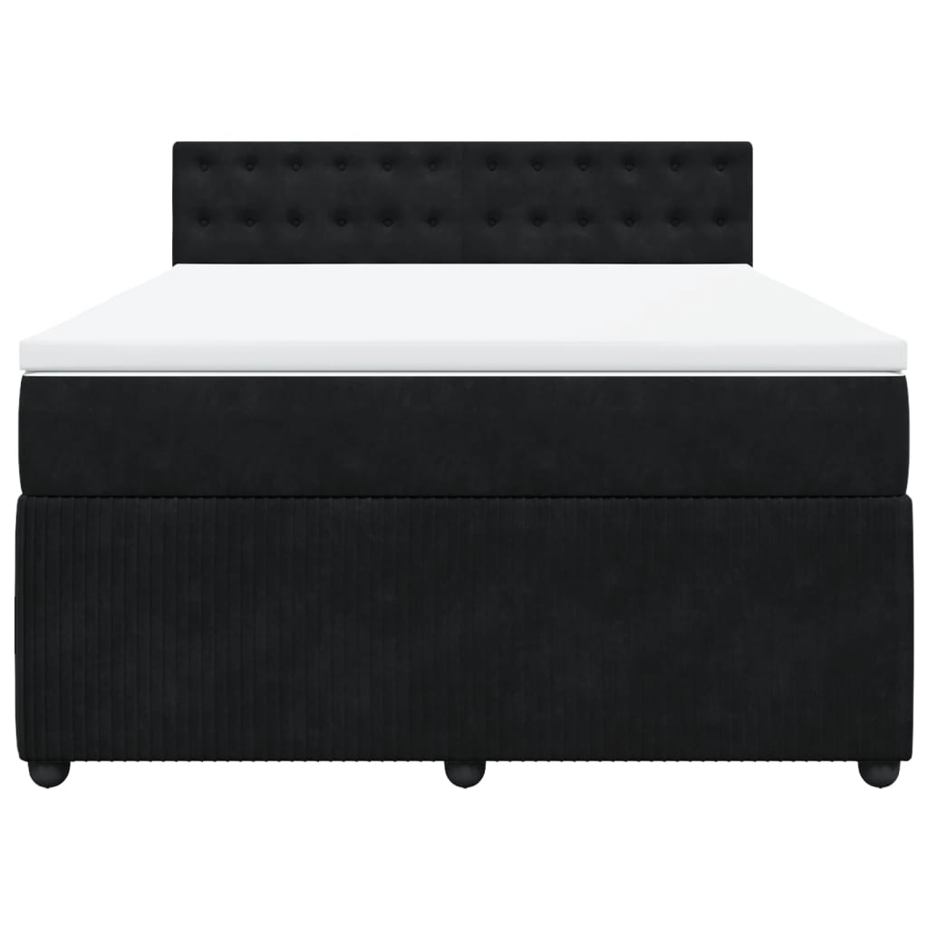 vidaXL Sommier à lattes de lit avec matelas Noir 140x190 cm Velours