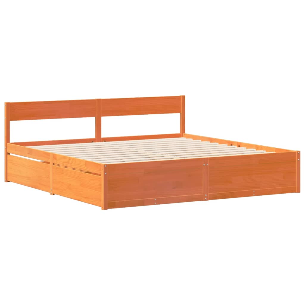 vidaXL Cadre de lit sans matelas cire marron 200x200cm bois pin massif