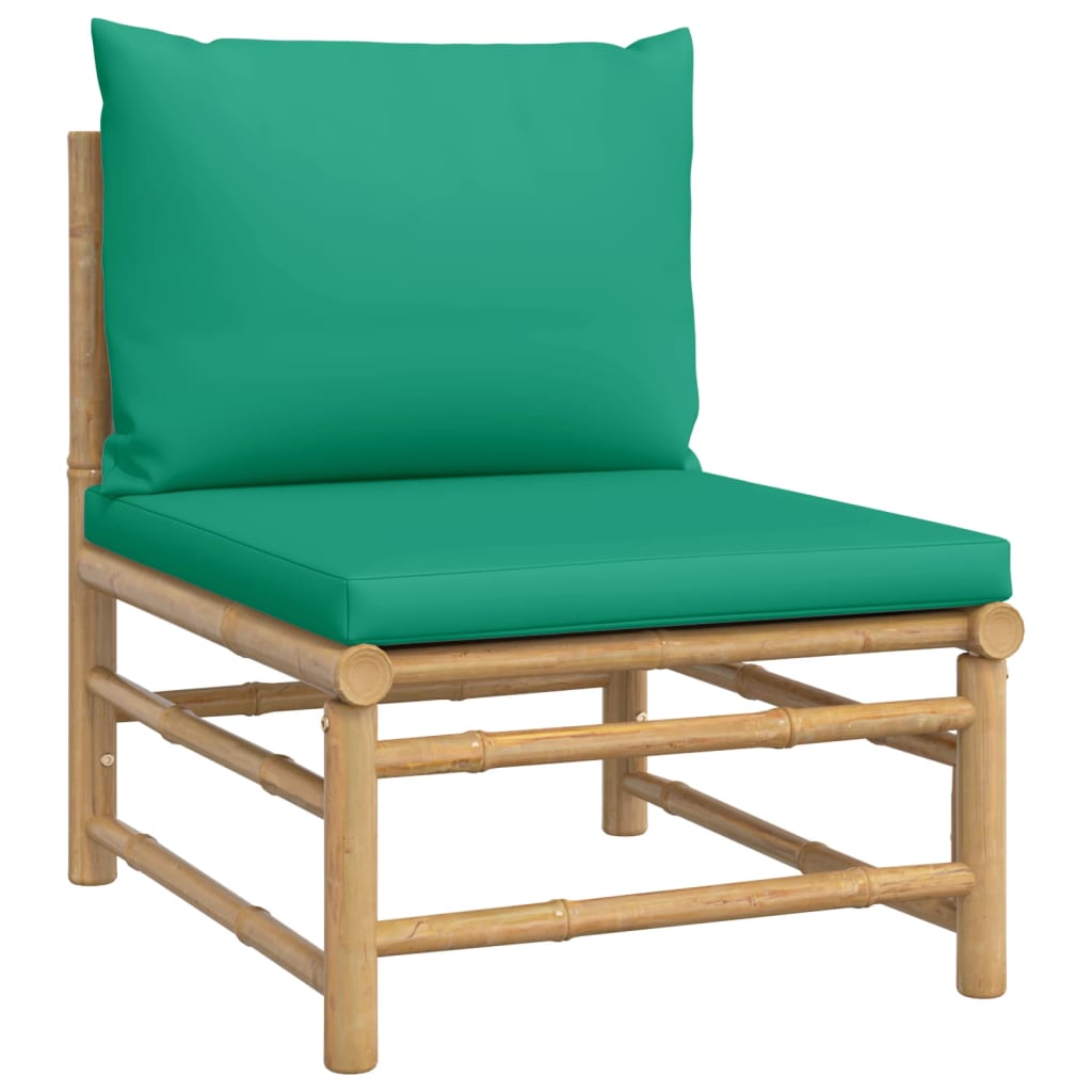 vidaXL Salon de jardin 3 pcs avec coussins vert bambou