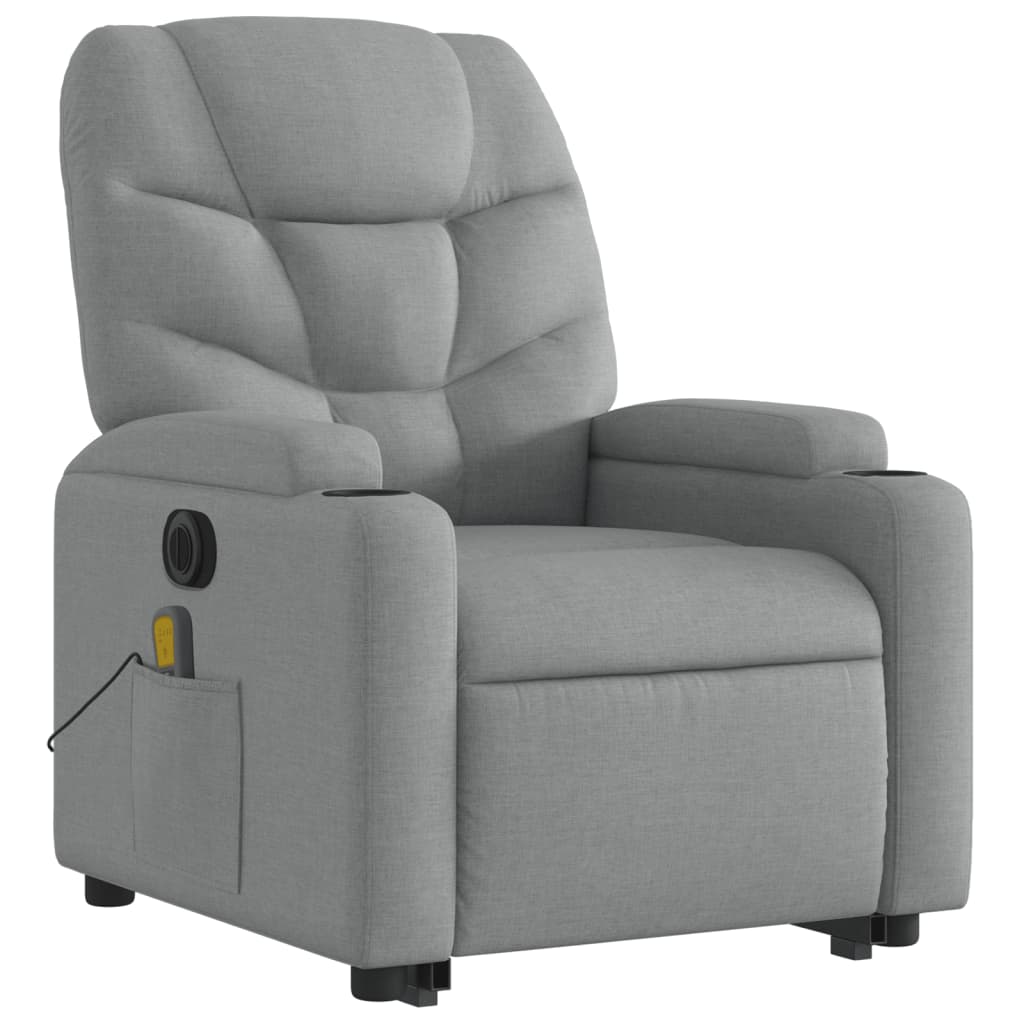 vidaXL Fauteuil inclinable de massage électrique Gris clair Tissu