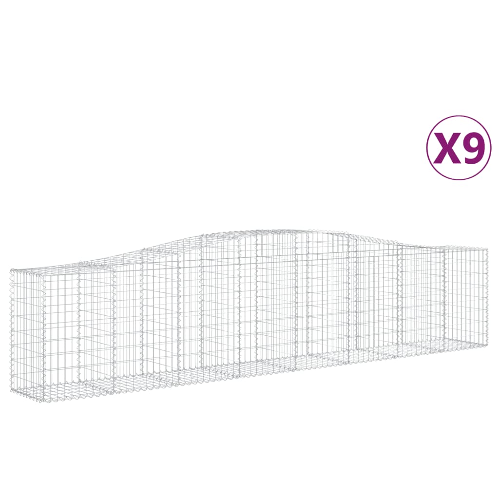 vidaXL Paniers à gabions arqués 9 pcs 400x50x80/100 cm Fer galvanisé