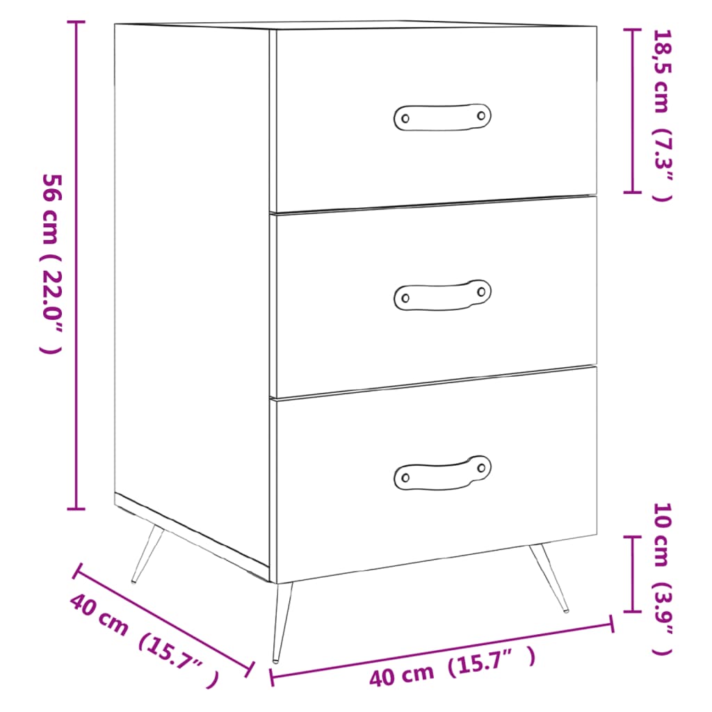 vidaXL Table de chevet chêne sonoma 40x40x66 cm bois d'ingénierie