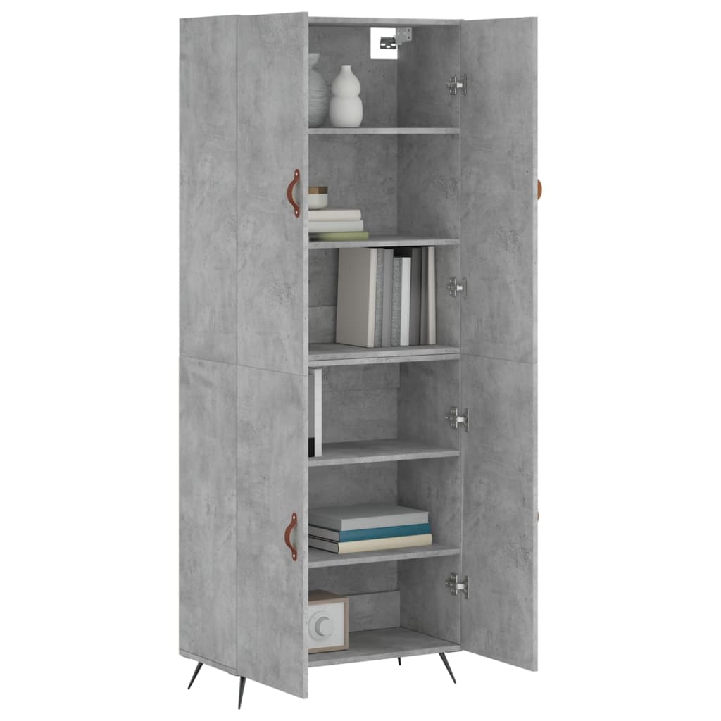 vidaXL Buffet haut Gris béton 69,5x34x180 cm Bois d'ingénierie