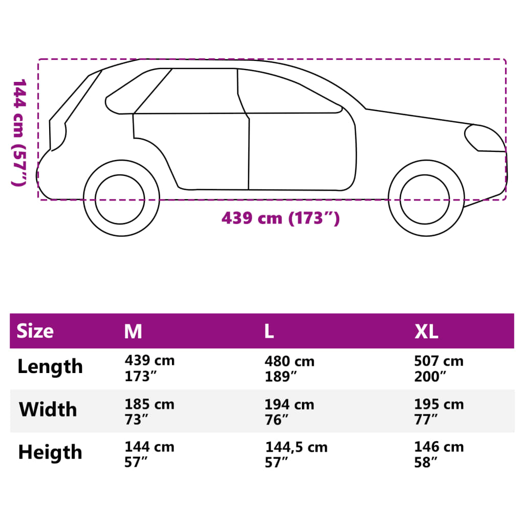 vidaXL Housse de voiture SUV avec sangles à boucle complète argenté M