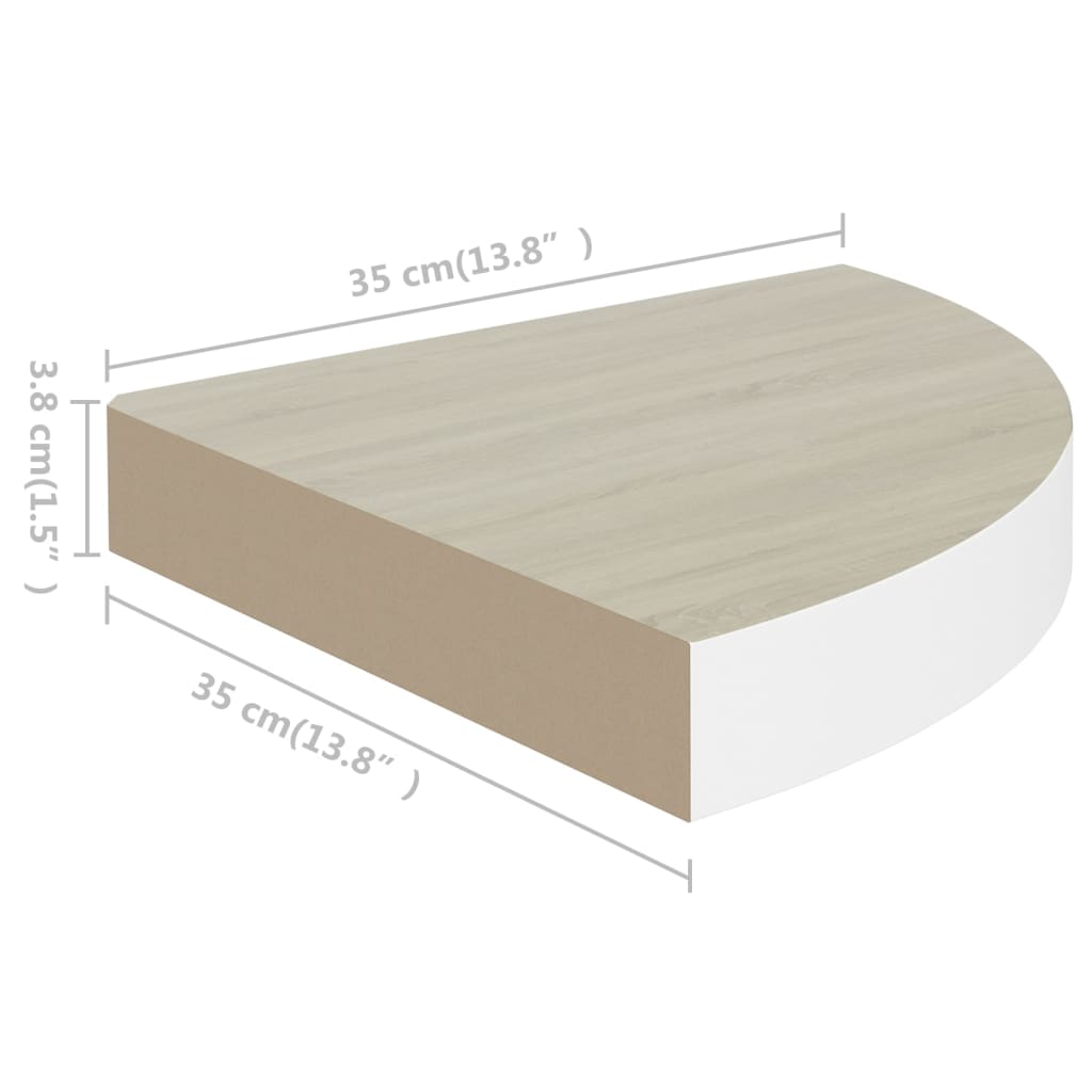 vidaXL Étagères d'angle murales 4 pcs Chêne et blanc 35x35x3,8 cm MDF