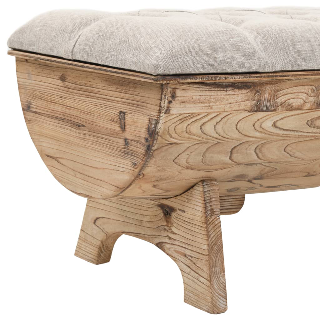 vidaXL Banc de rangement Bois massif et tissu 103 x 51 x 44 cm