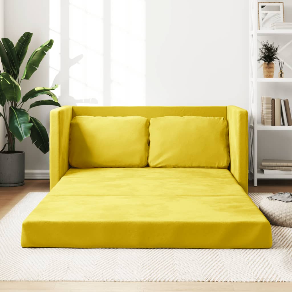 vidaXL Canapé-lit 2 en 1 jaune foncé 122x204x55 cm velours